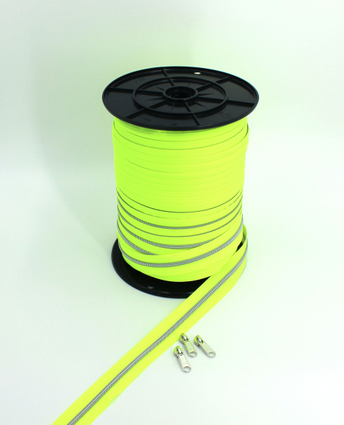 Endlosreißverschluss metallisiert neongelb/ silber (1m)